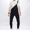 Herren Jeans Herbst Stilvolle Männer Einfache Feste Farbe Schlanker Lätzchen Overalls Overalls Streetwear Männlicher Riemen