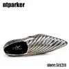 Casual Shoes Ntparker Luxury Super Star Fashion Men klär loafers mönstrad läder Summer Slip-On Pointed Toe Big Size US12