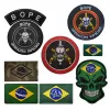 Brasil Bordado Especial Bandeira Fabric Patch Magic Patch braçadeira ir a laser cortado Militia Militia Badge Hook and Ring Sewing Patches