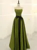 Parti Elbiseleri Yeşil Kolsuz Balo Koyu Şerit Yay Floor-To Backless Gelin Tost Töreni Ev Sahibi Akşam resmi önlükleri