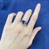 Pierścienie klastra Pansysen Vantage 925 Srebrny srebrny 10x10 mm poduszka Cut Tanzanite szmaragdowy kamień szmaragdowy dla kobiet