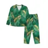 Home Vêtements Green Palm Leaf Pyjamas Lady Golden Jungle Imprimé belle pièce de nuit