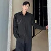 メンズカジュアルシャツLuzhenスタイリッシュな韓国のソリッドカラー長袖シャツトレンディなメタルチェーンデコレーションエレガントなトップ2024 SpringLZ2460