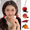 Cute Fruit Hair Clips For Girls Honey Peach Pepper Duckbill Clip Barrettes Strawberry Resin Hairpins Non-Slip Hair Accessories