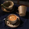 カップソーサー日本の粗い陶器コーヒーラテマグセラミックアフタヌーンティーカップソーサーとスプーンセット朝食ミルクオフィスドリンクウェア
