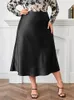 A Line Plus Size Skirts for Women High Waist Zipper Satins Big Swing Outfit Autumn Trendy Elegant Simple Fashion Clothing 2023 240328