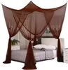 Luksusowy dekoracje Fourdoor Big Syceal Decor Mosquito Net Canopy Kingqueen podwójny rozmiar mody kawy Kolor Netting 240407