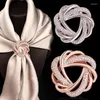 Brooches Fashion Vintage Rhinestone Flower Scarf Buckle Pearl Crystal Scarves Fixed Corner Hem Waist Knotted Accessories