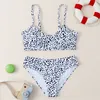 3pcs/set Kids Child Solid Blue Black Bikini Tops Underpants Ruffles Subl