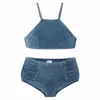 Woman Swimwear Denim Desiger Bikini Swimsuit Beach Tankinis Underwear Sets Outfit For Lady Slim Swimwears Swimsuits Two Piece