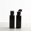 Storage Bottles 50pcs 50ml Empty Mini Black PET Bottle With Flip Top Cap For Shampoo Liquid Soap Shower Gel Travel Cosmetic Packaging