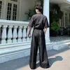 Trendy heren losse pak slanke hoge taille Japanse jumpsuit retro trend korte mouw een stuk zomer wijd been 240401