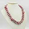 Girocollo 3 fili di perla barocca naturale e corallo rosso irregolare.Lavora la collana da donna più bella.23 pollici