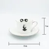 Cups Saucers Eye And Nose Coffee Cup Saucer Set Quality Bone ChinaTazza Afternoon Tea Supply Elegant Wedding Tableware Girl Friend Gift