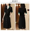 Vestidos de festa vestido preto feminino Fashion Colorblock Bolt Button Down camisa vintage Manga curta Aline Mulheres vestidos