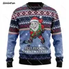 Hockey Santa Claus 3d All Over Imprimé Men Pullover Sweatshirt décontracté Shirts à manches longues en manteau Unisexe Femme Streetwear 3