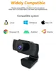 Webbkameror Webbkamera 1080p Full HD Web Camera med LED -fyllning Ljusmikrofon USB Plug Web Cam för PC Computer Mac Laptop Desktop Camera