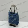 24p Denim Blue Classic 22 Mini Shopper Counter Handbags with Coin Charm Silver Chain Bags Diamond Lattice Quilted Carge Crace Parse 20cm