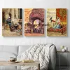 Retro Arabs Gerome Artworks Arabische tapijt Merchant Living Life Landschap Art Poster Canvas Painting Wall Print Picture Home Decor