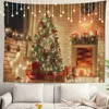 TapestryDecorated Tree Wall Tapestries With Christmas Lights and Gifts Wall Hanging Large Tapestry Polyester för sovsal vardagsrummet R0411