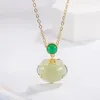 Chaines Gioio Hetian Jade Lock de bon souhait collier filles rétro niche de luxe abordable lvzhu cadeau d'anniversaire pour offrir maman 2024