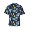 Men's Casual Shirts Ditsy Floral Vacation Shirt Blue Flowers Hawaiian Man Novelty Blouses Short-Sleeve Y2K Street Design Clothing