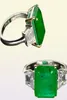 925 STERLING PRATA Big Green Emerald Zircon Ringos de casamento para mulheres Top Brand Girls Ladies Engagement Jóias Whole9533499