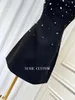 Casual Dresses Luxury Rhinestone Sleeveless Halter Off Shoulder High midje Slim Fit Short Birthday Party Black Dress for Women 2024 Summer