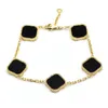 Fashion 18K Gold Plated Charm Bracelet Chain Jóias de designer de trevo de quatro folhas