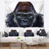 Roliga djur tapestry hippie cool gorilla röker cigarr tapestry vägg hängande sovrum vilda djur orangutan tapestry hem dekor