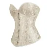 Overbust Corset Jacquard Floral noir blanc rose rose bleu korset poisson désossé gothique bustier haut de gorse