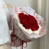 Europeisk stil retro kraftpapper netröd blomma bukett förpackning papper blomma konstpåse blomma butik material dekorativt papper
