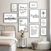 Happy Family Quote Mur Art Black White Affiches Love Heart Impressions