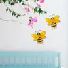 Metal Bee Outdoor Decor 2Pcs Bumble Bee Wall Decor Metal Glass Art Sculptures Home Decor Ornaments Hanging Garden Decoration 240408