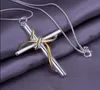 Factory price 925 silver chain necklace dichroic twisted rope cross pendant free shipping6803283