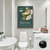 Groda toalettpapper roligt citat karma väggkonst canvas målning retro affischer och skriver väggbilder för badrum tvättstuga dekor