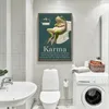 Frog Toilet Paper Funny Quote Karma Wall Art Canvas Painting Retro Posters And Prints Wall Pictures For Bathroom Washroom Decor