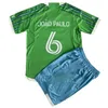 2024 25 Seattle Sounders FC Kids Kit Futbol Formaları Roldan Ruidiaz Morris De La Vega Home Çocuk Takım Futbol Gömlek Kısa Kol Üniformaları