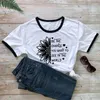 As camisetas femininas são a mudança que você deseja ver na camiseta mundial engraçada citação inspiradora camiseta casual feminino gráfico girassol tee top