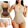 Body Shapers Bodysuit głębokie v szyja spaghetti pasek body Camis talia Trainer Otwarte krocze