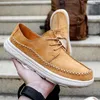 Chaussures décontractées extérieures pour hommes super léger en cuir en cuir en cuir confortable Sneakers blancs blancs oxfords bateau