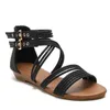 2024 Damesontwerper Sandalen Boheemse stijl Slippers Gai Brown Black Blue Ladies Flats Fashion Glaides Maat 36-42