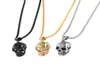 Fashion Punk Goth Stainless Steel Necklace Skull Head Pendant For Men Accessories Gothic Jewelry With 3MM Chain2728737