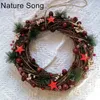 Flores decorativas Christmas Wreath Door Natural Pinecone Garland inverno decoração rústica feita artesanal cinco estrelas e bagas