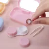 1PC Candy Color Contact Lens Case avec miroir Unisexe Travel Cosmetic Contact Lens Case for Eyes Travel Kit Holder Container