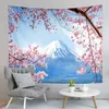 Japon Tokyo Cherry Blossoms Tapestry Blue Sky Flowers Pink Flowers Tapestry Art Mur suspendu Maison Salon Camor