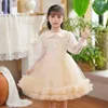 Girl's Dresses Girls Spring and Autumn 2024 New Childrens Western Style Birthday Princess Dress Baby Tutu Long Sleeve Skirt