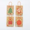 Gift Wrap 5Pcs Christmas Kraft Paper Bags Santa Claus Bag With Handle Xmas Candy For Navidad 2024 Year Party Favors Supplies