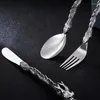 Dinnerware Sets BMBY-Cutlery Chinese Zodiac Dragon Western-Style Trend Punk Wind Stainless Steel Portable Tableware