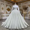 Stevditg Pearls Bride Fashion High Collar Manches longues Robes de balle de pèle